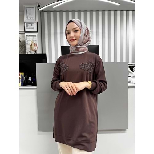 Çiçek Detaylı Oysho Tunik 26122 - Acı Kahve - M
