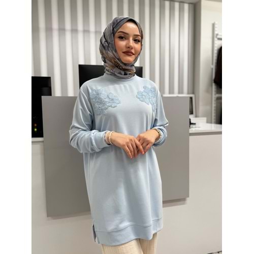 Çiçek Detaylı Oysho Tunik 26122 - Mavi - M