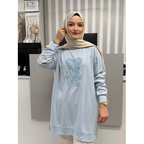 Çiçek Ayıcıklı Tunik 26125 - Bebe Mavisi - L