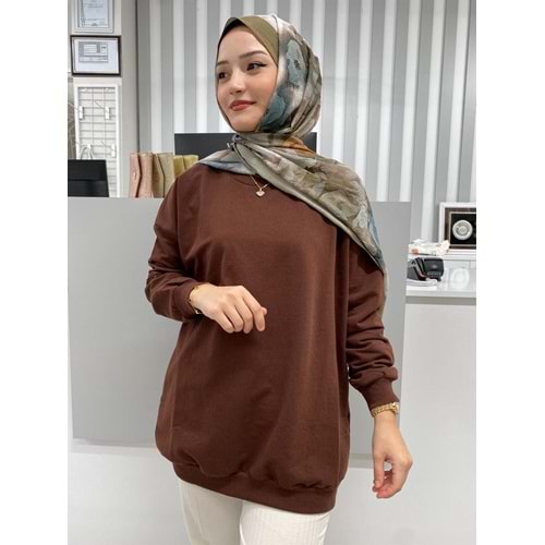 Standart Beden Sweat 3328 - Kahve Rengi - TEK BEDEN