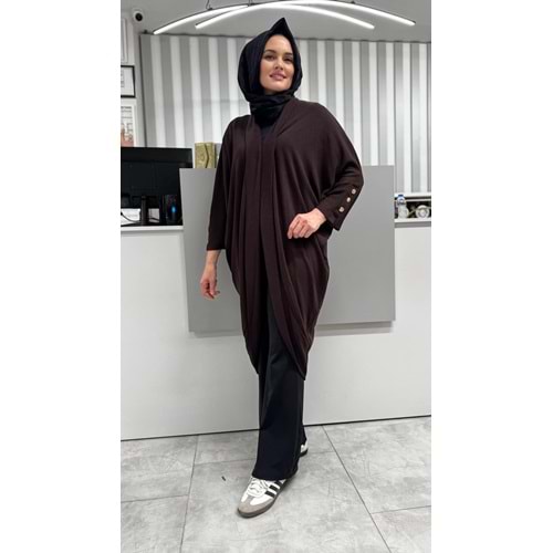 Kol Apolet Detaylı Hırka 36044 - Kahve Rengi - TEK BEDEN