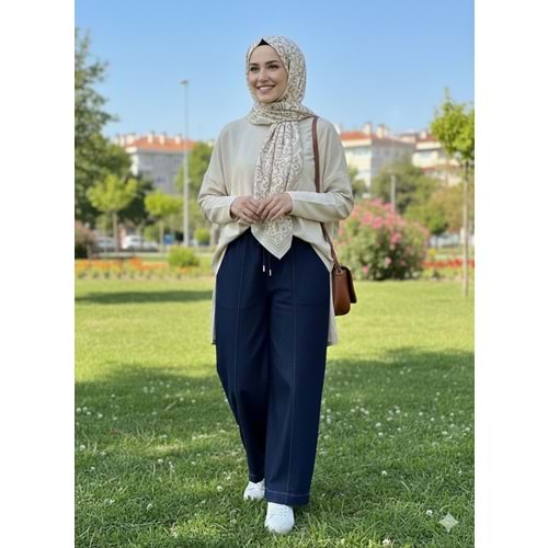 Geniş Paça Pantolon 35927 - Lacivert - L