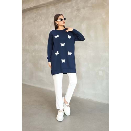 Kelebek Aksesuarlı Tunik 26124 - Lacivert - L