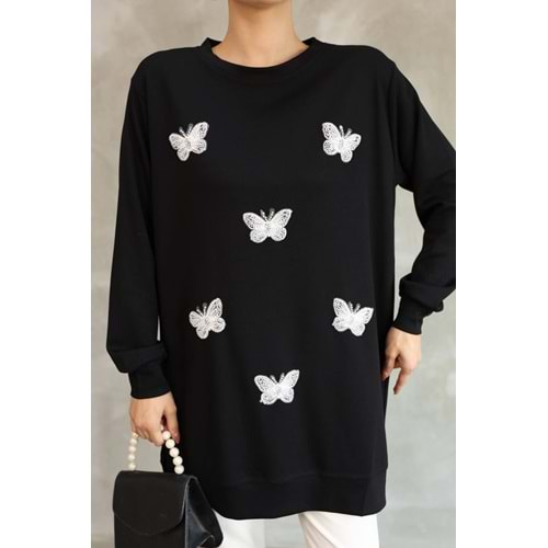 Kelebek Aksesuarlı Tunik 26124 - Siyah - L