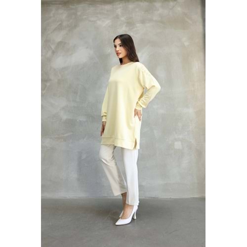 Omuzları Çiçekli Tunik 26119 - Sarı - M