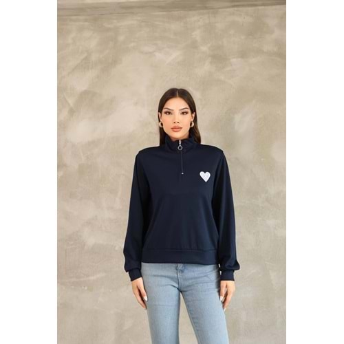 Kalp Nakış Detaylı Sweat 26147 - Lacivert - S