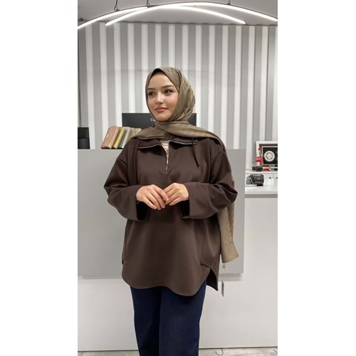 Skuba Fermuarlı Tunik 1024 - Acı Kahve - L-XL