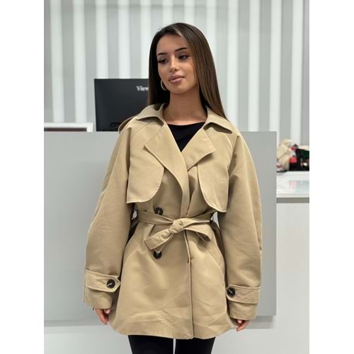 Yarım Boy Trenç 0778 - Bej - M