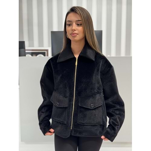 Verev Kesikli Fermuarlı Shacket 3714 - Siyah - M-L - AZRA06841-55479