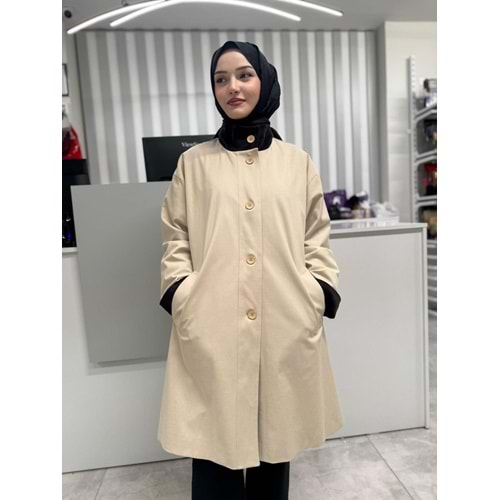 Kadife Garnili Kap 35858 - Bej - TEK BEDEN - AZRA06846-55499