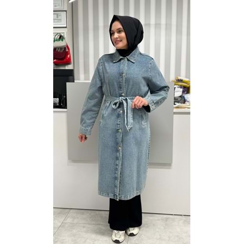Uzun Denim Trençkot 35658 - Mavi - M - AZRA06853-55526