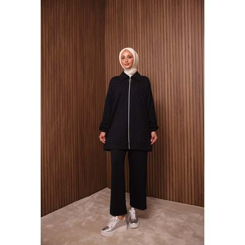 Pullu Fermuarlı Oysho Kumaş Takım 5309 - Siyah - M
