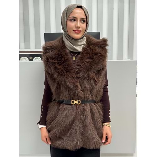 Kemerli Lolita Yelek 11155 - Acı Kahve - 40
