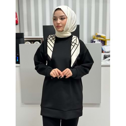 Şallı Tunik 1064 - Siyah - L-XL