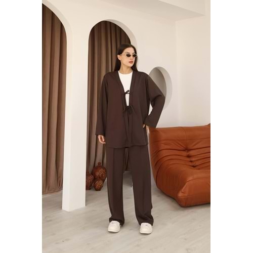 Bağlamalı Oysho Kumaş Takım 26204 - Acı Kahve - L