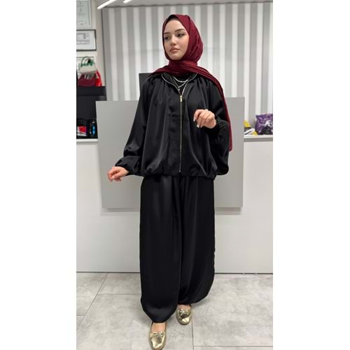 Saten Ceketli Takım 3015 - Siyah - L-XL