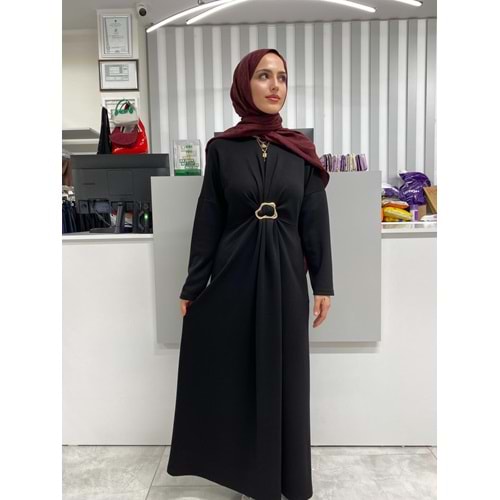 Gold Detaylı Elbise 5253 - Siyah - L-XL