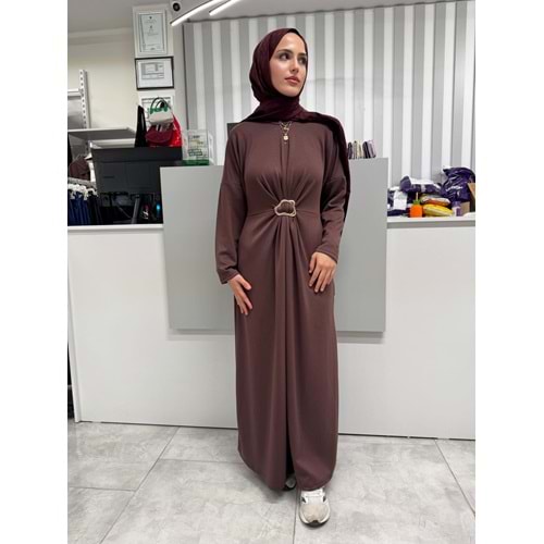 Gold Detaylı Elbise 5253 - Acı Kahve - L-XL