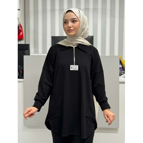 Oysho Yakalı Tunik 1038 - Siyah - L-XL
