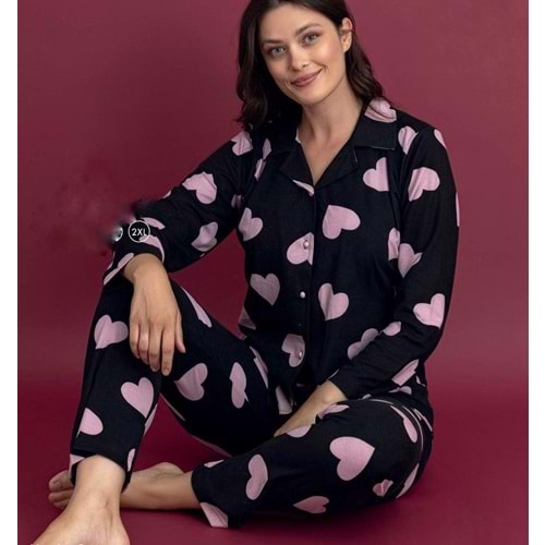 Suet Kalpli Pijama Takımı 2897 - Mor - L - AZRA06960-56052