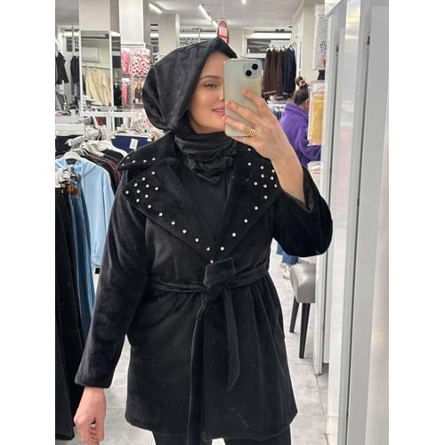 Yakası Taşlı Kaban 9273 - Siyah - 40