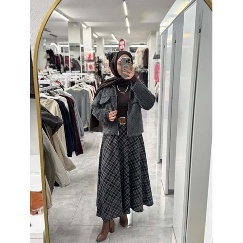 Kısa Yumoş Ceket 55001 - Füme - L