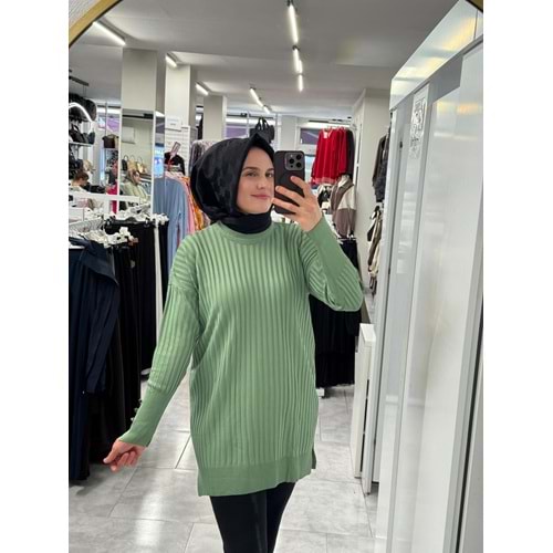 İnce Çizgili Merserize Tunik 3170 - Mint Yeşili - TEK BEDEN - AZRA07022-59181