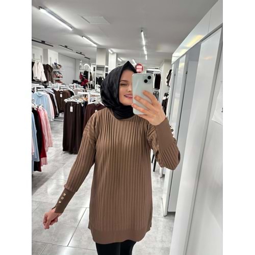 İnce Çizgili Merserize Tunik 3170 - Fıstık Yeşili - TEK BEDEN - AZRA07022-58118