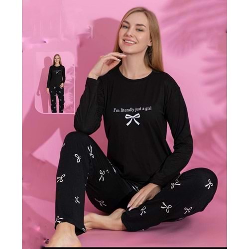 Kurdeleli Pijama Takımı 3857 - Siyah - L - AZRA07041-56564