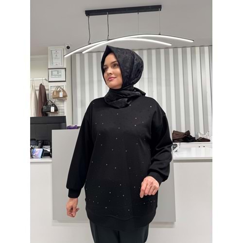 Serpme Taşlı S-Shırt 0036135 - Siyah - TEK BEDEN - AZRA07046-56591