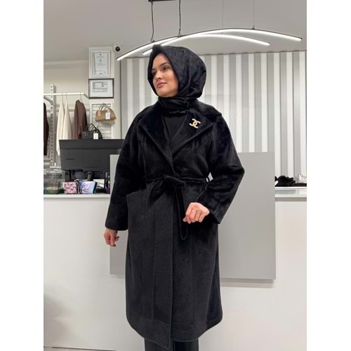 Broşlu Kaban 9011 - Siyah - 44