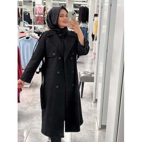 Lüks Kaşe Kaban 9015 - Siyah - 42