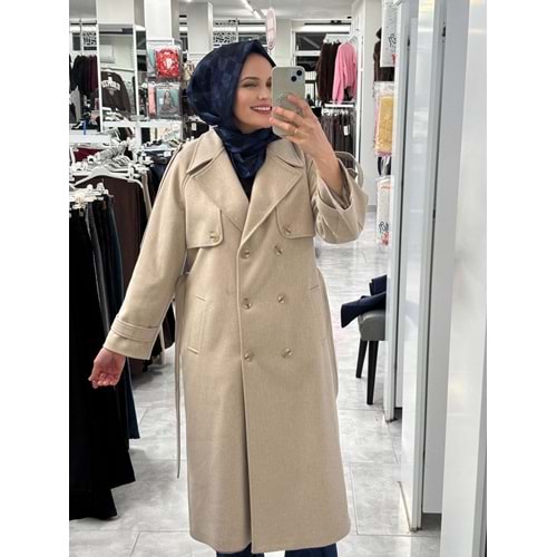 Lüks Kaşe Kaban 9015 - Bej - 40 - AZRA07050-Bej-40