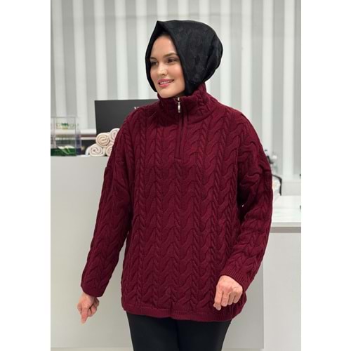 Balıkçı Yaka Örgü Triko 2394 - Bordo - TEK BEDEN - AZRA07051-56623