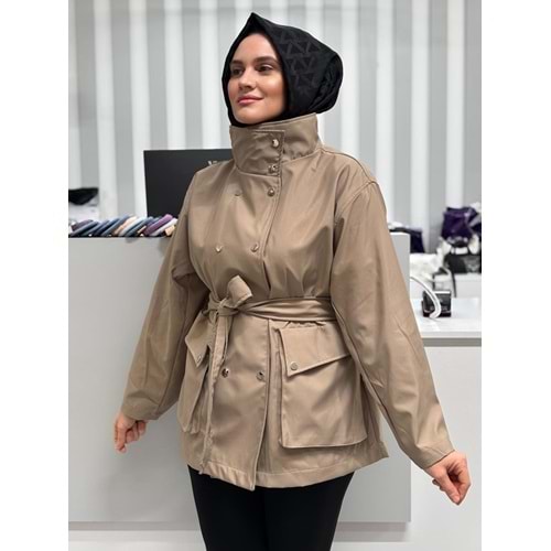 Kısa Cepli Trenç 0668 - Vizon - TEK BEDEN - AZRA07093-56871