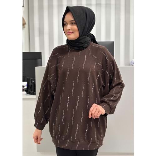 Pullu Oyşo İncili Tunik 1054 - Acı Kahve - L-XL - AZRA07101-56904