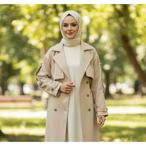 Süet Ceket 1108 - Bej - L-XL - AZRA07103-56927