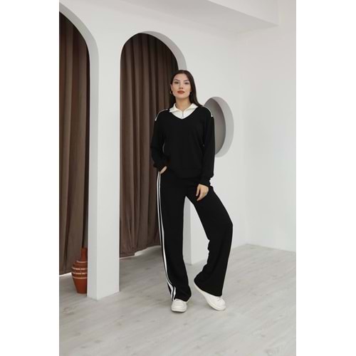 Yaka Fermuar Detaylı Garnili Takım 26227 - Siyah - S - AZRA07146-57171