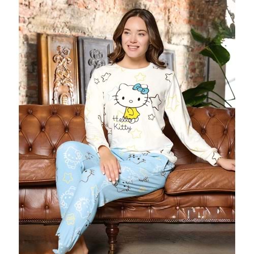 Hello Kity Pijama Takımı 383 - Mavi - L - AZRA07180-57339