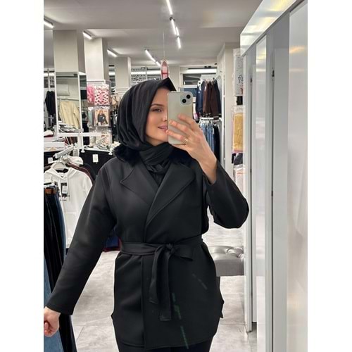 Yakası Kürklü Ceket 1094 - Siyah - S-M - AZRA07218-57570