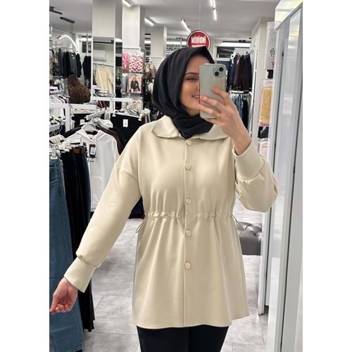 Yakası Kürklü Ceket 1094 - Taş - S-M - AZRA07218-57572