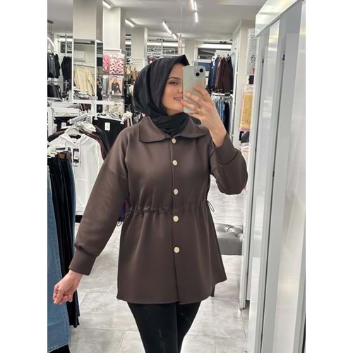 Beli Lastikli Ceket 1134 - Acı Kahve - S-M - AZRA07220-57582