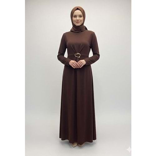 Tokalı Elbise 1144 - Acı Kahve - S-M - AZRA07221-57593