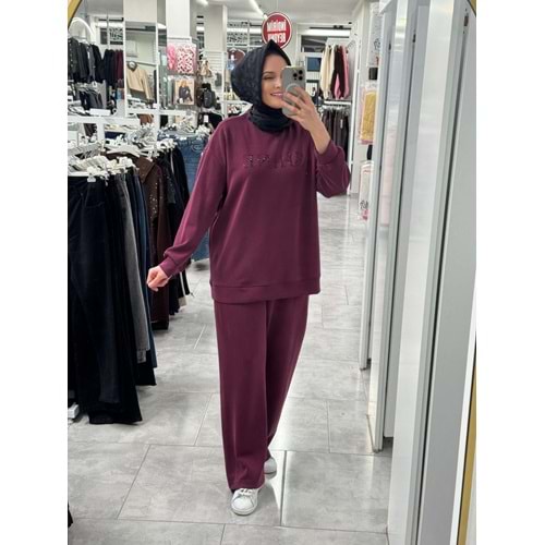 Karışık Taş Yazılı Takım 35975 - Lacivert - M - AZRA07234-Lacivert-M