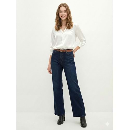 Power Likra Flare Pantolon 72089 - Lacivert - 40 - AZRA07243-Lacivert-40