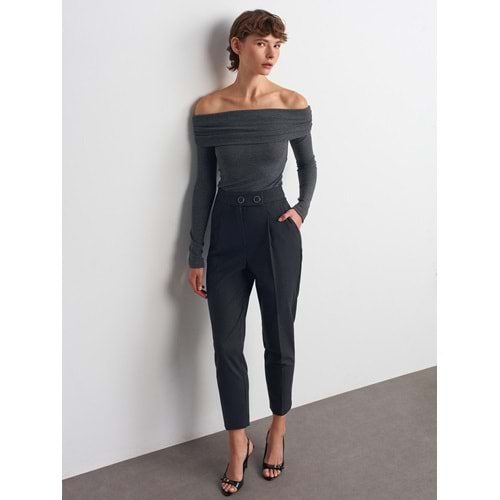 Yüksel Bel Pilili Pantolon 72174 - Antrasit - 36 - AZRA07244-Antrasit-36