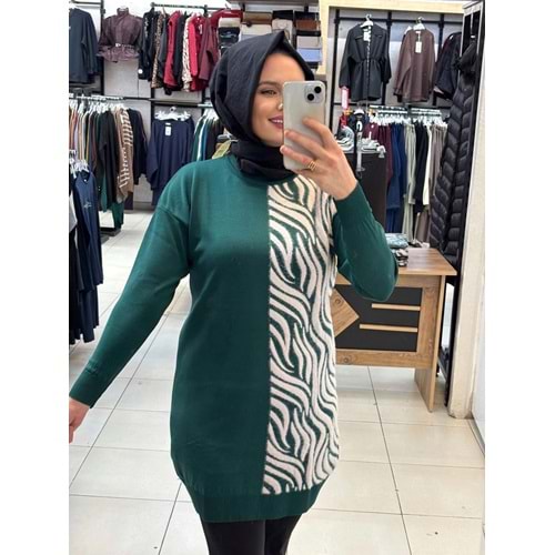 Zebra Tüylü Merserize Tunik 3284 - Zümrüt Yeşili - TEK BEDEN