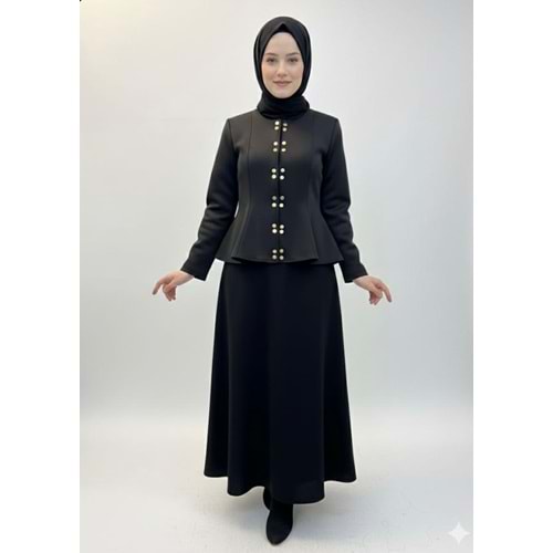 Çıtçıtlı Etekli Takım 1170 - Acı Kahve - XL - AZRA07339-Acı Kahve-XL