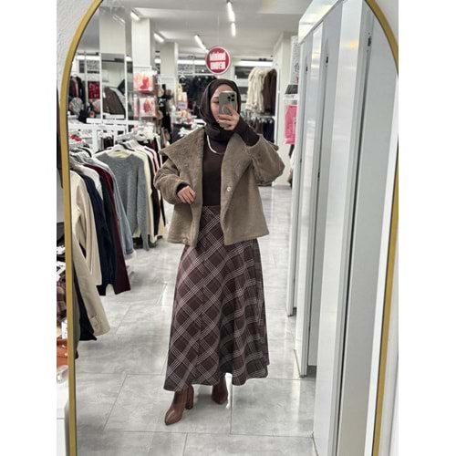 Peluş Mont Kürk 9623 - Vizon - TEK BEDEN - AZRA07347-Vizon-TEK BEDEN