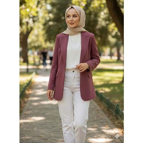Modal Kumaş Ceket 36139 - Bordo - L - AZRA07374-Bordo-L
